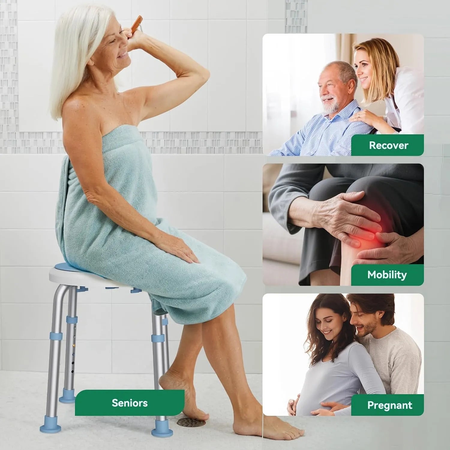 EasyTurn 360° Swivel Adjustable Shower Stool