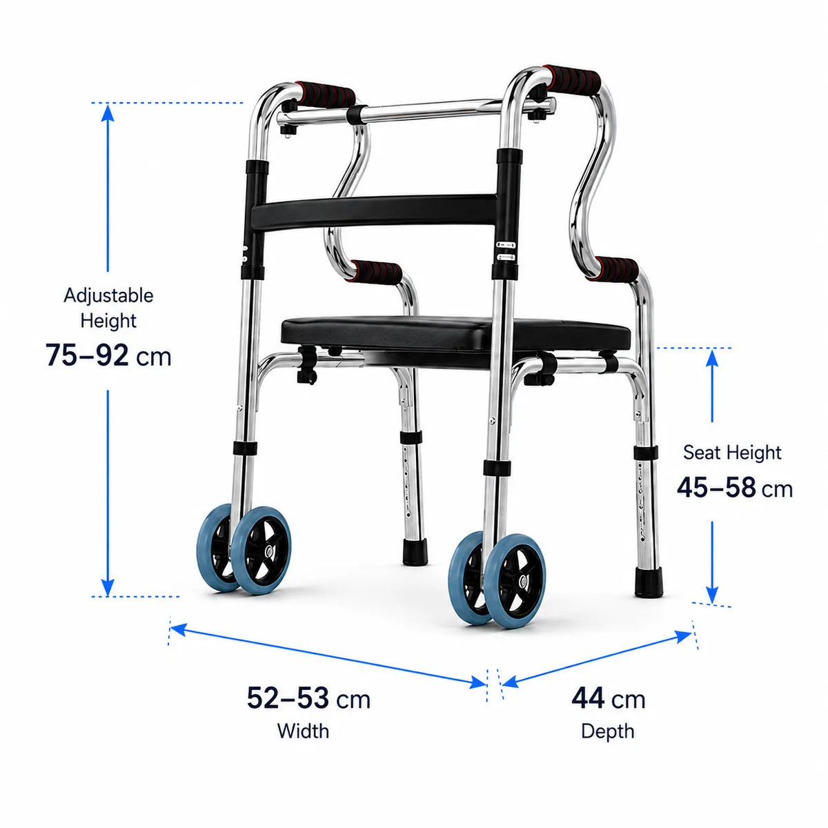 Walker size and measurement infographic